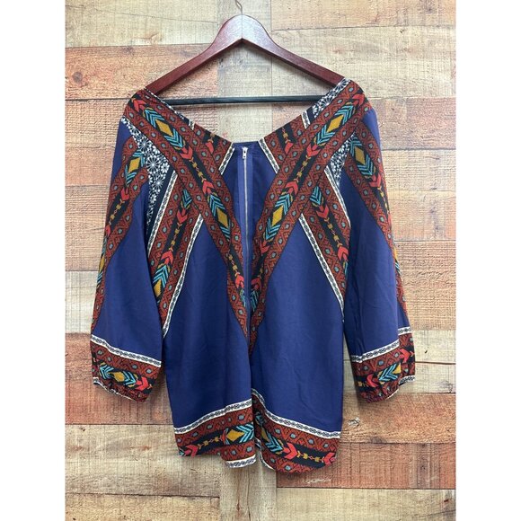 Blue Rain Womens Ethnic Pattern Blouse With Zipper Closure - Picture 3 of 6